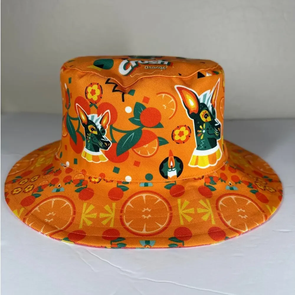 Orange Crush Reversible Bucket Hat Two Sided Unisex Quirky Fisherman Colorful
